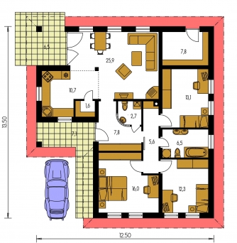 Mirror image | Floor plan of ground floor - BUNGALOW 41